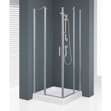 Cabine de douche accès d'angle 78-81 cm – Portes pivotantes – Verre transparent 6 mm – Profil argent satiné – Hauteur 190 cm – Alterna (1/2)