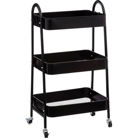 Carrello metallico a 3 livelli, nero  - 5five