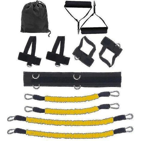Set gelber Widerstandsbänder von 16 bis 18 kg für Krafttrainingsübungen, Beinkräftigung, Boxtraining, Sprünge, Fitness und CrossFi.