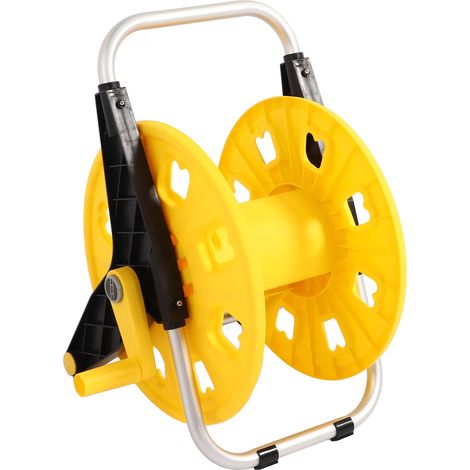 Enrouleur de tuyau d'arrosage de 1/2 pouces, support Portable pour tuyaux d'eau de 60m et 197 pieds, pour pelouse extérieure, jaune H 3050S (1/5)