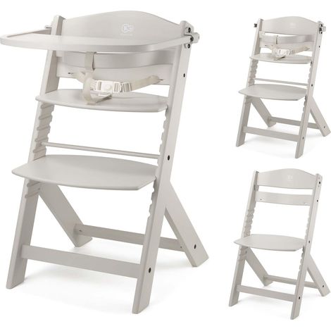 Chaise Haute Bébé 3en1, Bois Naturel, Plateau, Tout Beige (1/5)