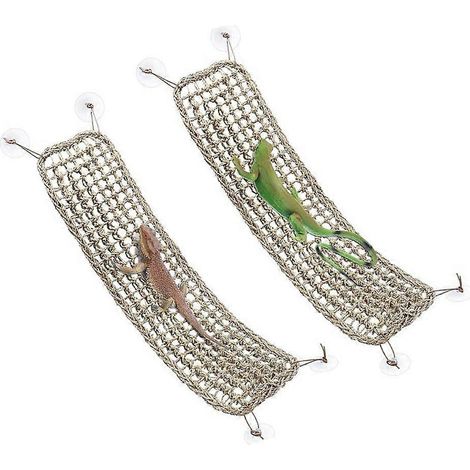 Hamac pour dragon barbu, jouet d'escalade pour reptiles, fibre de jonc de mer, accessoires pour habitat d'amphibiens (lot de 2) (1/5)