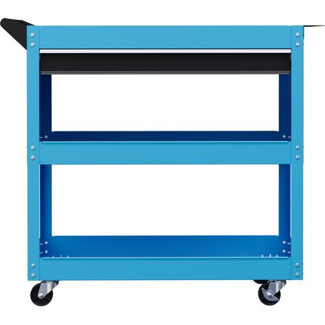 Chariot à outils avec tiroir et 3 étagères en acier 82x35x76 cm Bleu