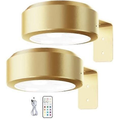 Kabellose Wandleuchte mit Fernbedienung, dimmbar, batteriebetrieben, einstellbare 13-Farben-RGB-Beleuchtung – Perfektes Gold