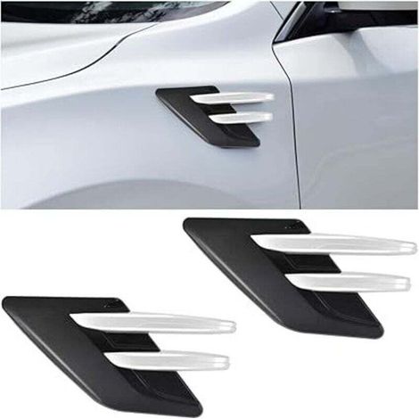 Sortie d'air latérale de voiture 2 pièces, couvercle d'aération de calandre, sortie de grille de flux d'air latérale de capot de voiture (argent) (1/4)