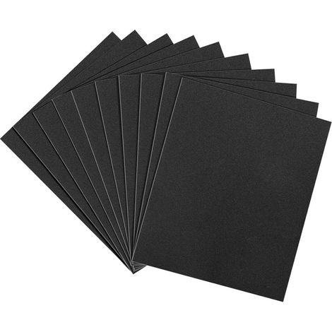 Papier de verre grain 320, 23 x 28 cm, pour ponçage à sec ou à l'eau, à la main, pour le bois, le métal, l'automobile et le polissage - 10 feuilles (1/5)
