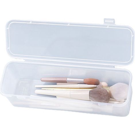 Boîte de rangement plastique transparent portable Brush Organizer avec couverture multifonction pour crayons eyebrow et brosses de maquillage (1/5)
