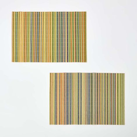 HOMESCAPES Striped Bamboo Placemats, Set of 2 (1/5)