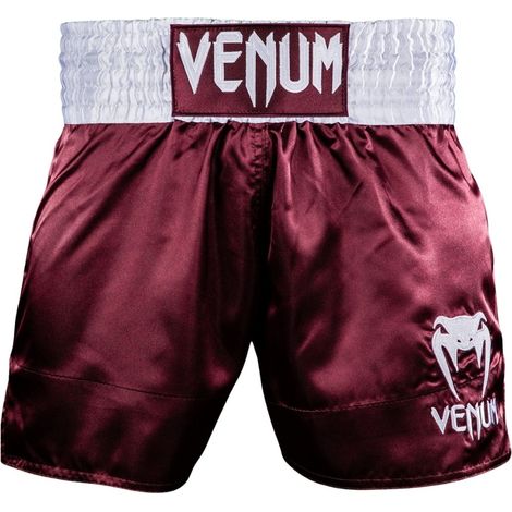 Pantalones cortos clásicos Venum Muay Thai color burdeos, talla M