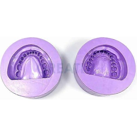 Moule en silicone pour plâtre dentaire (lot de 2), moule pour cavité édentée, bloc complet, bleu (1/4)