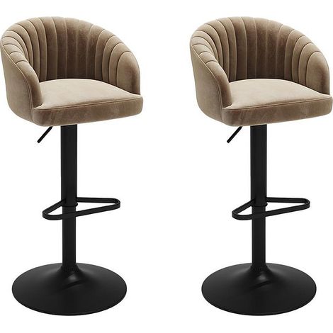 Sgabello da bar Tessuto e Metallo Beige - Lotto di 2 - DORALIZ
