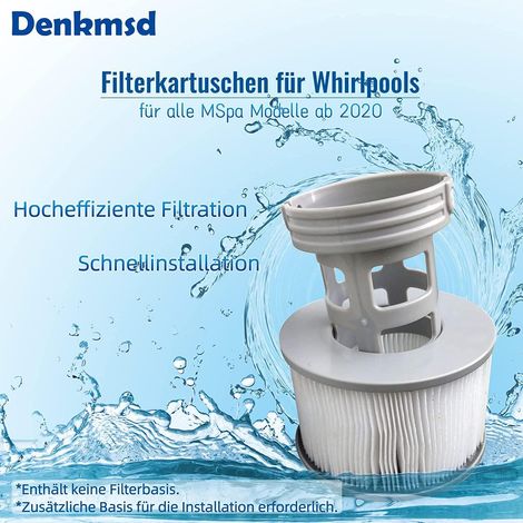 Cartouches Filtrantes pour Mspa, Filtres de Rechange pour Whirlpoal Piscine Gonflable, Filtres pour Baignoire (3 filtres + Porte-Filtre) (1/4)