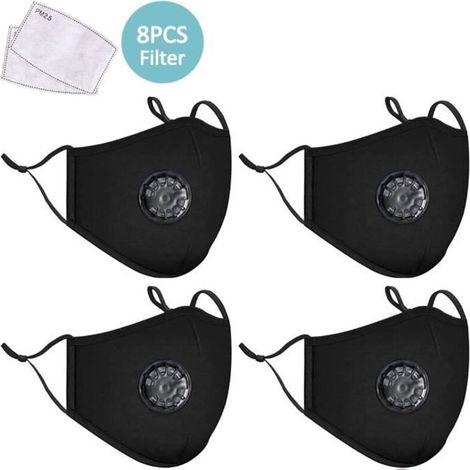 Masques Faciaux - EUDOLAH - Paquet de 4 - 8 Filtres - Respirant - Lavable - Réutilisable (1/4)