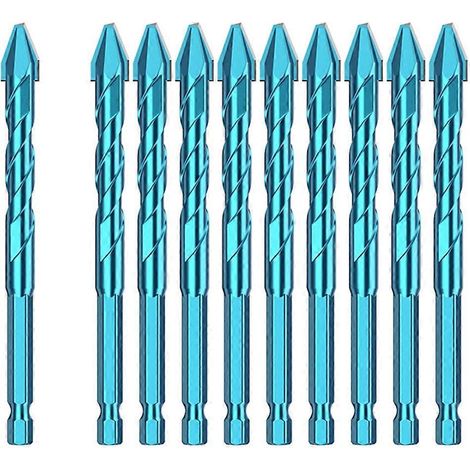 10-teiliges Fliesenbohrer-Set, blau, Spatenbohrer, 10 mm