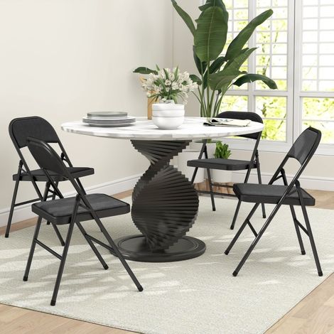 MEUBLIV Lot de 4 chaises pliantes noires avec coussin, structure en acier, sans montage (1/5)