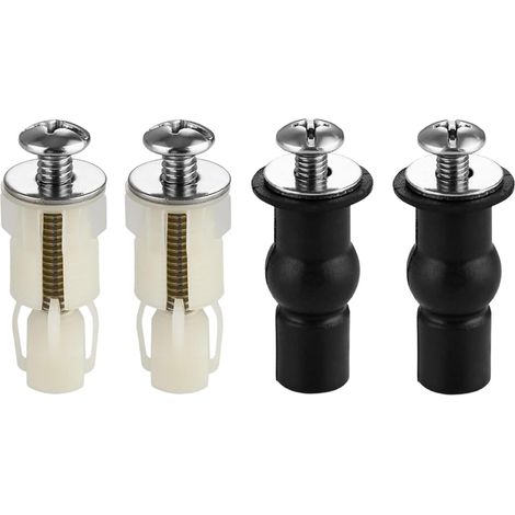 4 Piece Toilet Seat Fixing Screws, Universal Toilet Seat Fixings, Top Fixing Plugs, Toilet Seat Screws, Toilet Seat Holder (1/5)
