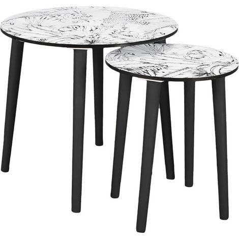LEILANIE - Lot de 2 Tables Gigognes Plateaux Motif Jungle (1/5)