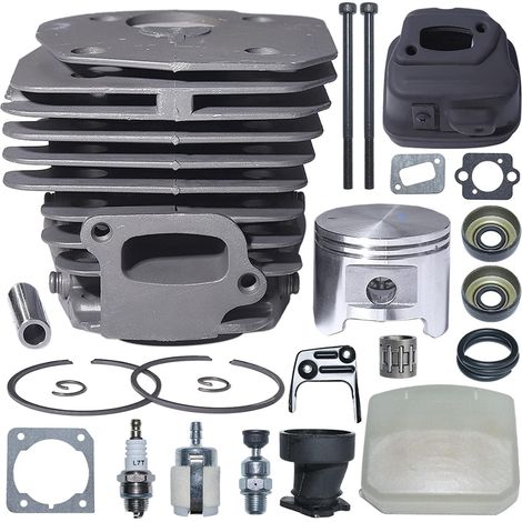 Kit cylindre piston échappement silencieux filtre à air 45 mm pour Husqvarna 353 346XP 350, cylindre, piston, axe, segment, circlips, silencieux d'échappement, support de silencieux, boulon de silenci (1/5)