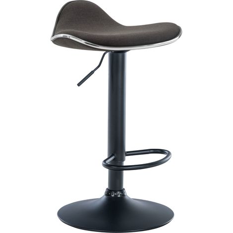Taburete de bar x1 asiento ergonómico en tela gris oscuro base de trompeta de metal negro 100005391 (1/5)