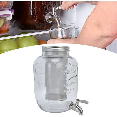 Cafetière à infusion à froid en verre de 4 L, grande capacité, filtre à infusion à froid de style américain, récipient pour boisson/infusion à froid (1/5)