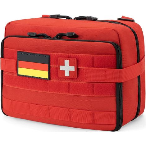 Taktische Erste-Hilfe-Tasche MOLLE groß, Rot, für Outdoor & Reisen