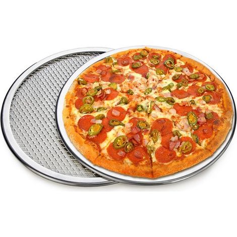 2 piezas de rejilla para pizza de 12 pulgadas, bandeja para hornear de malla metálica, utensilios de cocina, moldes para hornear (1/5)