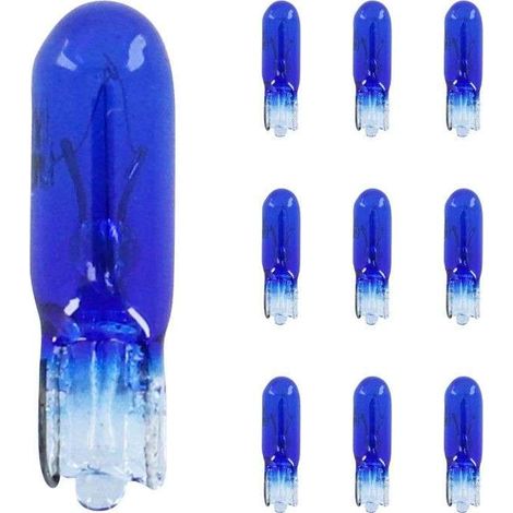 10x Ampoule 12V 1,2w T5 wedge bleu W2x4.6d universel éclairage lumière bricolage remplacement (1/2)