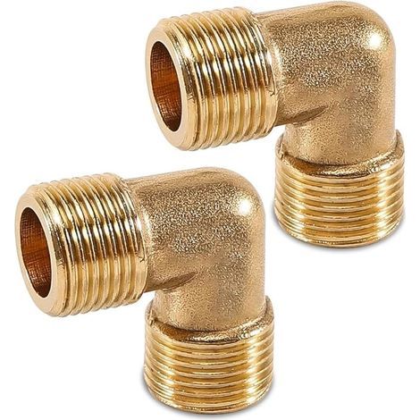 2 pièces coude en laiton 90 degrés, 3/8« AG sur 3/8 » AG coude en laiton 90°, angulaire DN10 (1/5)