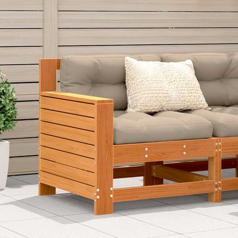 Canapé de jardin modulable avec accoudoirs en bois de pin massif cire marron 69 x 62 cm - PANGIVO (1/5)