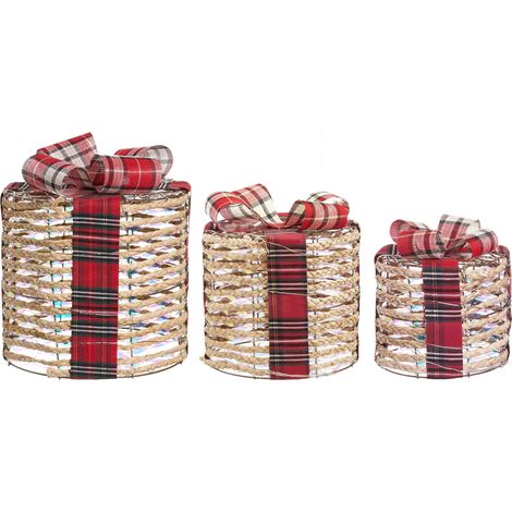 Weihnachtsdekoration 3er Set LED VEJLEN Weihnachtsgeschenke 20/25/30 cm Beige (1/5)