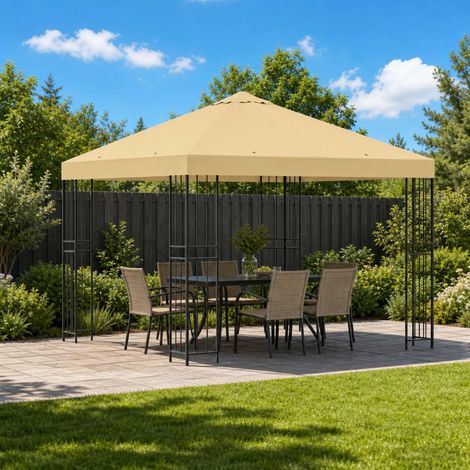 vidaXL Gazebo 3 x 3 m Cream Polyester and Steel 190 gsm (1/5)