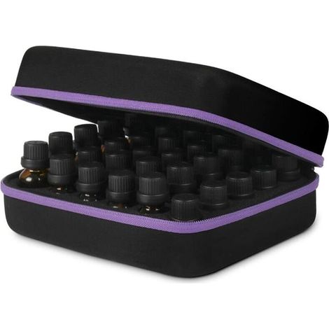Aufbewahrungsbox für ätherische Öle, wasserdichte Aromatherapie-Aufbewahrungsbox für 30 Fläschchen, Tragetasche, Kulturbeutel, Reisetasche für Zuhause und unterwegs - Crezuo