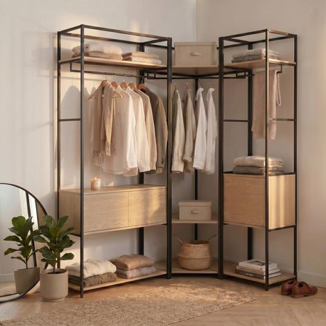 3er Set Eckkleiderständer Holz Metall 220x200 Schränke JUNE (1/5)