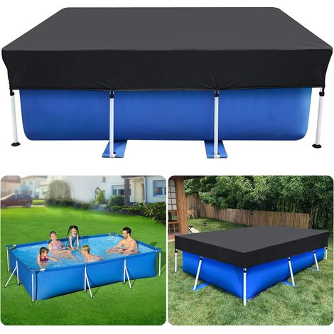 Bâche de protection piscine rectangulaire 213x122 cm – Compatible piscine tubulaire 223x149 cm – Cordon élastique et crochets inclus – Anti-poussière résistante – Protection contre saletés et débris (1/5)