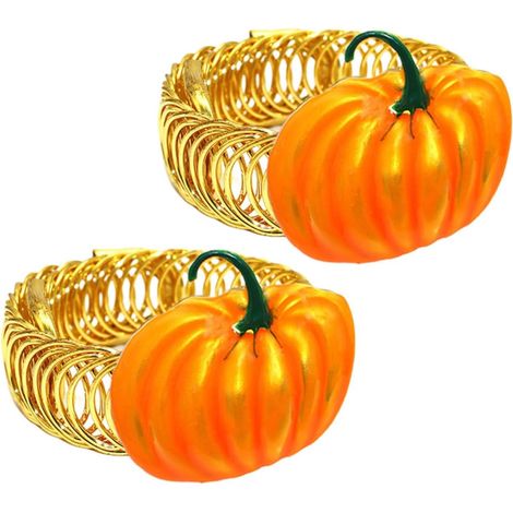 2 embrasses citrouille métal automne – ressort antirouille, fixation facile sans outil, déco Halloween solide (1/2)