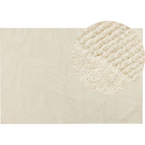 Alfombra de lana beige 200 x 300 cm con patrón abstracto para salón dormitorio diseño moderno Sasnak