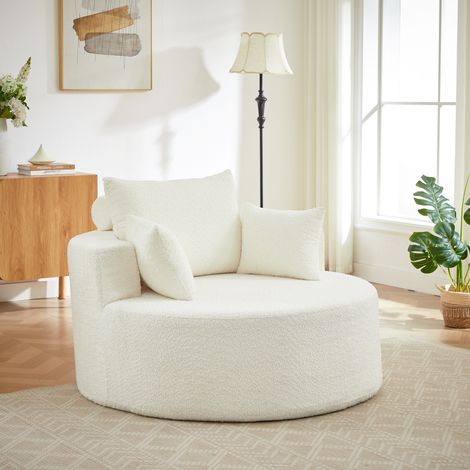 Sessel 127 x 127 x 82 cm beige, ohne Montage, Chenille und Schaumstoff, MEUBLIV (1/5)