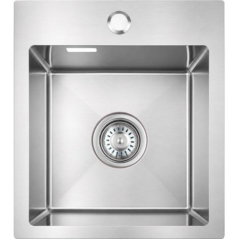 Évier de cuisine rectangulaire en acier inoxydable - 40 x 34 cm - 1 bac - Évier de cuisine moderne avec évier en acier inoxydable, siphon et bec verseur, stable et durable, facile à nettoyer (1/5)