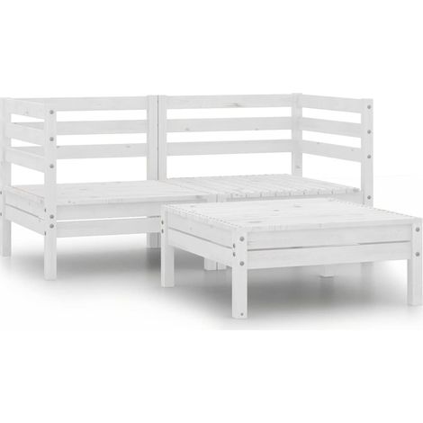 Set Divani da Giardino 3 pz Salotto da Giardino Bianco in Legno Massello di Pino (1/5)