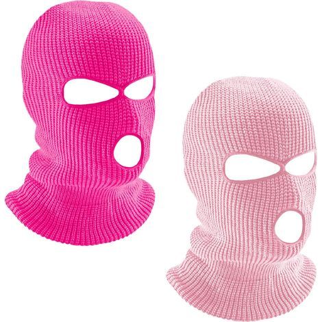 Set di 2 passamontagna a 3 fori, passamontagna in maglia a 3 fori, maschera da sci integrale nera per uomo e donna (1/5)
