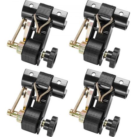 Correas de Trinquete para Portaequipajes, 38 mm x 2,25 m, Montaje en Tubo Redondo Negro de 47,6-50,8 mm, con Ganchos Dobles en J, Carga de Trabajo de 226,8 kg, con Hebilla de Carga, 4 uds (1/5)