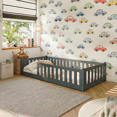 Lit au sol 80x160 sommier inclus Maya Anthracite (1/3)