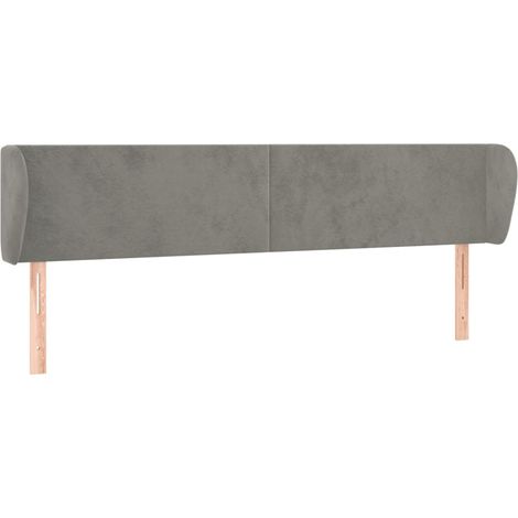 Testiera accessorio letto mobile camera da letto con bordo laterale 183 x 23 x 78/88 cm tessuto velluto grigio chiaro TDL0205198