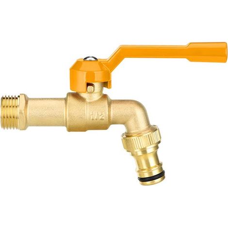 Gartenhahn aus Messing, 1/2 Zoll – Frostbeständig – Gelb/Gold (1/5)