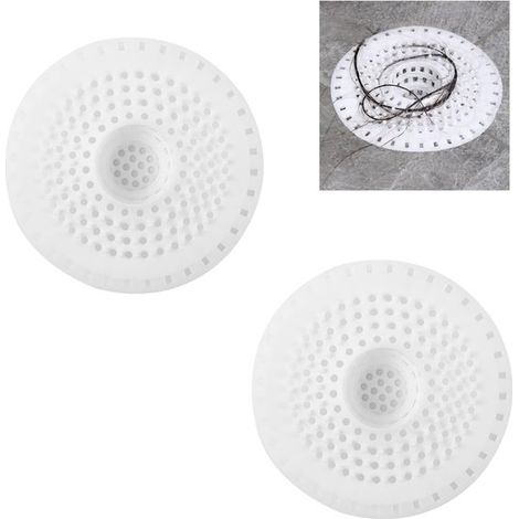 Dos juegos de filtros de desagüe de silicona，filtros para cabello，atrapacabellos. Adecuados para desagües de ducha，color blanco (1/5)