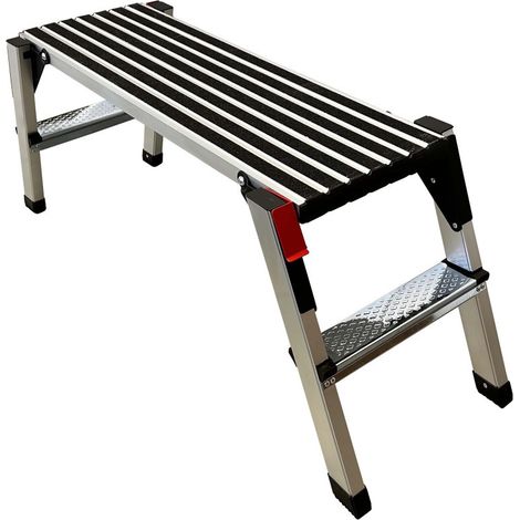 Plateforme de travail en aluminium à 2 marches Échelle plateforme Tabouret pliant Charge maximale 150 kg (1/5)
