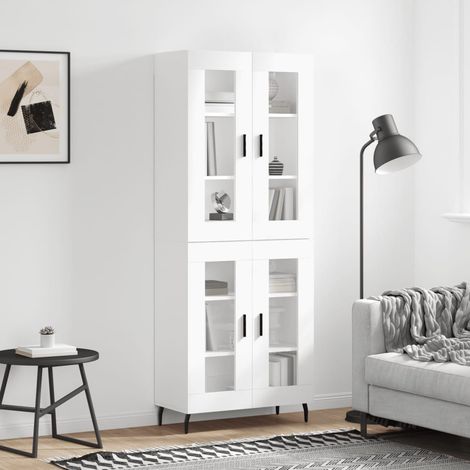 Buffet haut,Buffet de salon,Commode Meuble de rangement,Style Industriel Blanc 69,5x34x180 cm Bois d'ingénierie VNWE787655 (1/5)