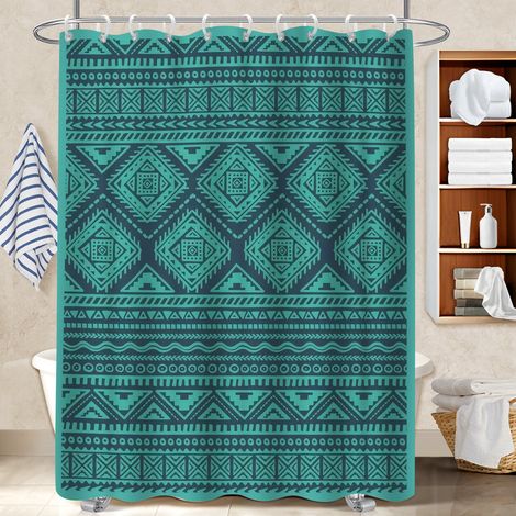 Rideau de douche imperméable en polyester 180x180 avec anneaux séparation douche pour les amateurs de déco (1/5)