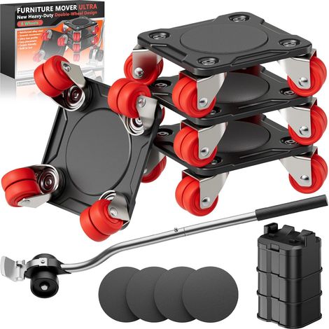 Kit Déplace Meuble Lourd avec Roues Élévateur(8 Roues Doubles) (1/5)