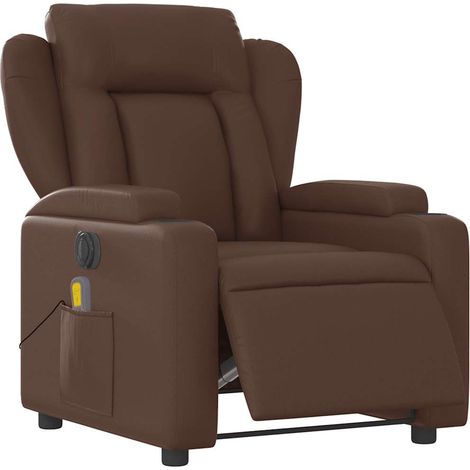 Massagesessel Elektrisch Braun Kunstleder vidaXL